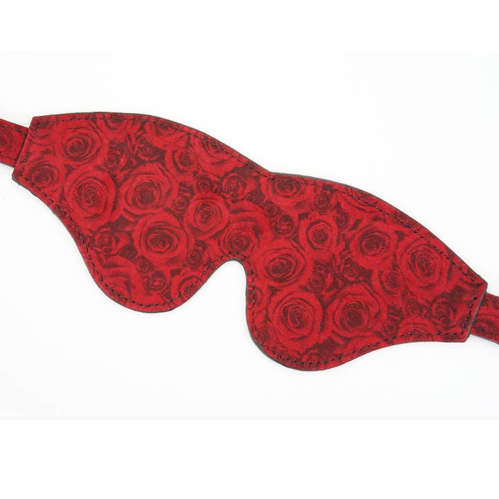 Liebe Seele - Wholesale Sex Toy - Kinbaku Ukiyoe Luxury Red Rosy Lamb Suede Leather Blindfold