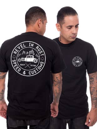 Revel in Rust T-shirt til mænd i sort for engroshandel hos Steady Clothing