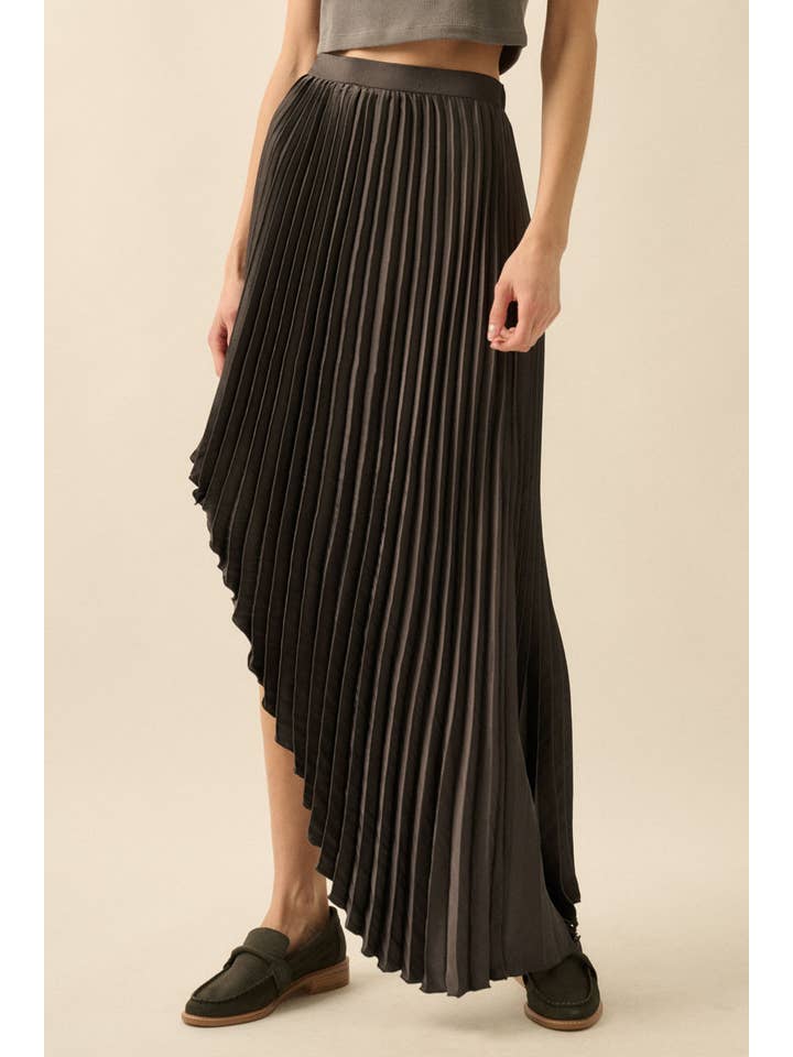 Promesa USA - Wholesale Skirt - Women's - Satin Accordion Pleated Asymmetrical Maxi Skirt6