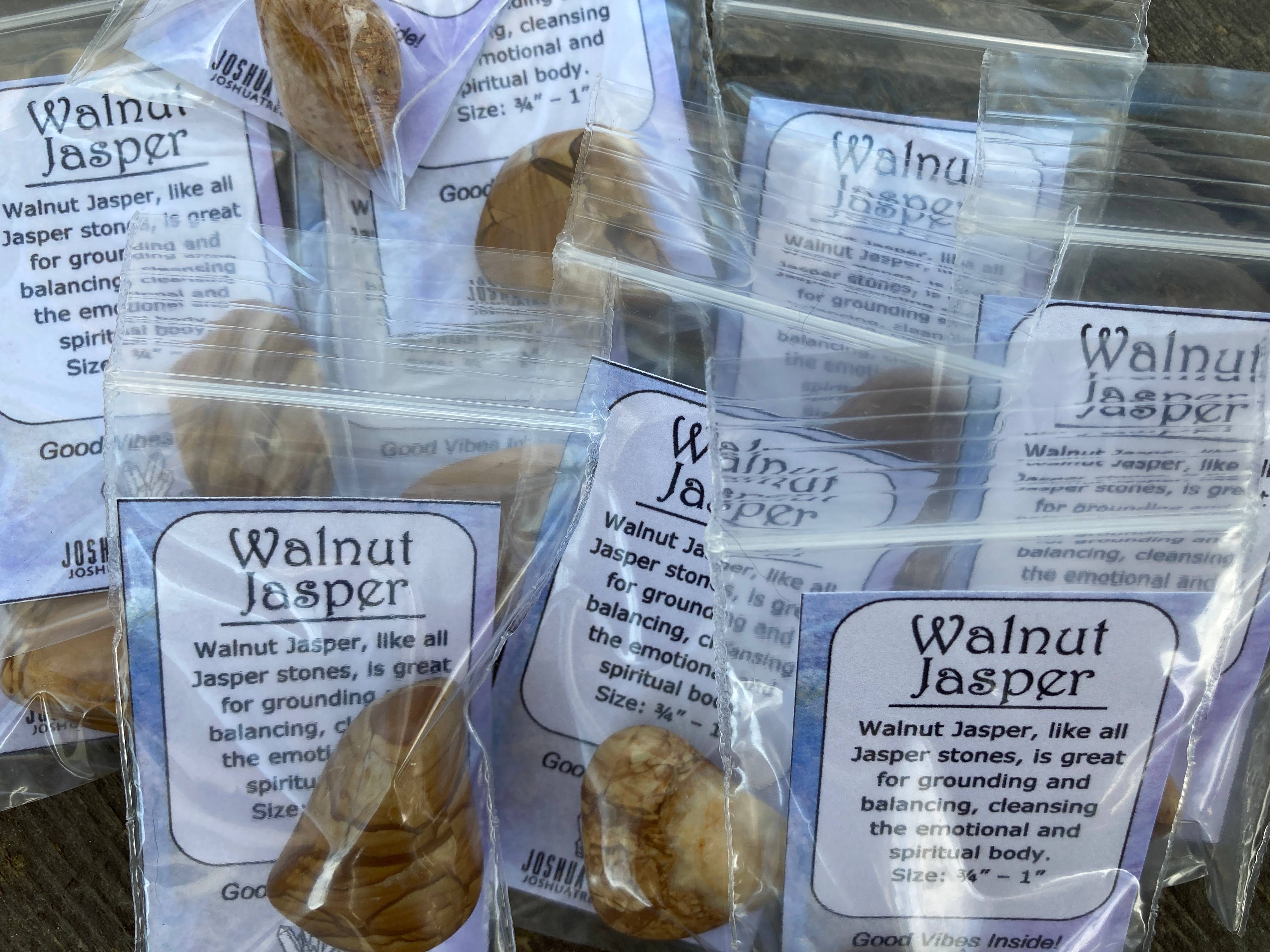 Joshua Tree Gems - Venta al por mayor Piedras/cristales espirituales - Jaspe de nogal caído con tarjeta de propiedad metafísica4