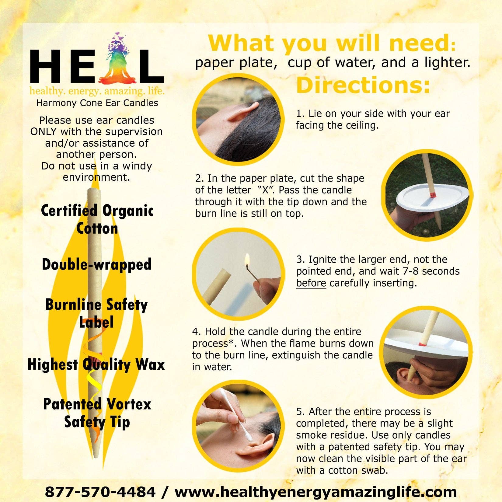 Healthy Energy Amazing Life - Wholesale Tapered Candle/Candlestick - Large Beeswax Ear Candles by Doc Harmony6