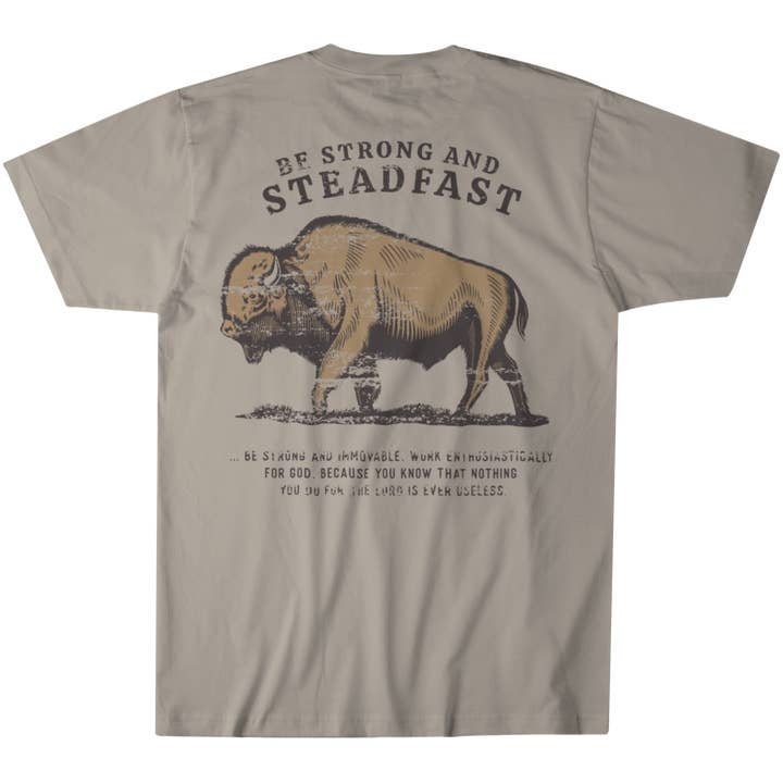 Never Lose Hope Designs - Wholesale Screen Printed T-Shirt - Men's - Be Strong and Steadfast Buffalo Short Sleeve T-Shirt1