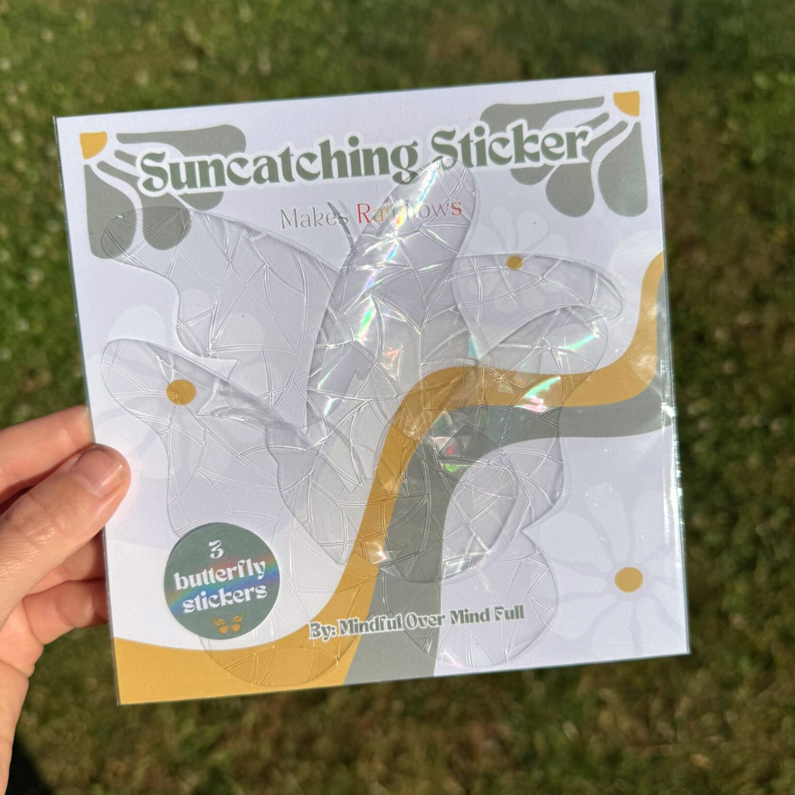 Mindful over Mind Full – wholesale Suncatcher – Butterfly Suncatcher Stickers | Set of 3 | Window Cling2