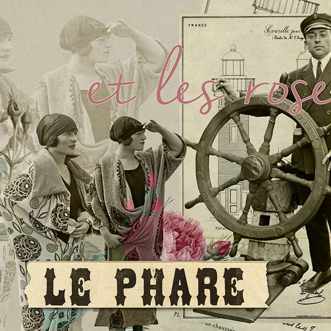 Leuchtturm und Rosen Retro-Poster, 42 x 59,4, 5 Stück, A2 für den Großhandel von Artiste de la Baie du Mont Saint-Michel