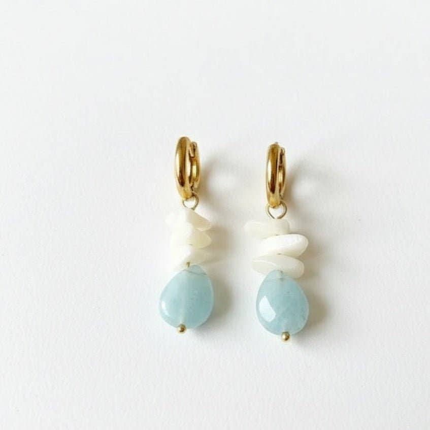 OE! – wholesale Hängande örhängen – AQUAMARE - Ringar i pärlemor och akvamarin3