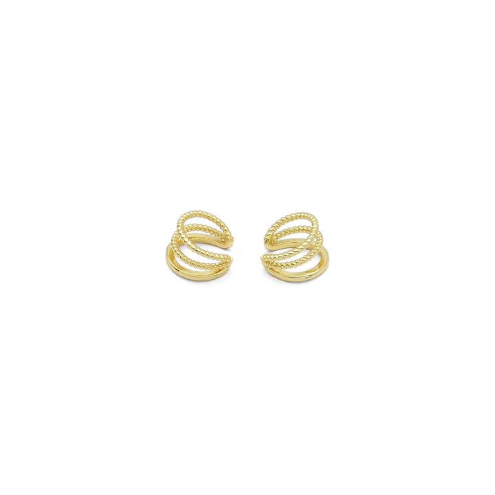 Gold Twisted three lines ear cuff, Sku#Y822 for wholesale by BestBeads&Beyond