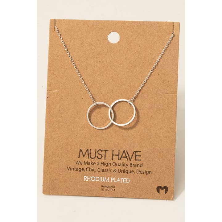 Fame Accessories - Wholesale Pendant/Charm Necklace - Metallic Dual Circle Pendant Necklace