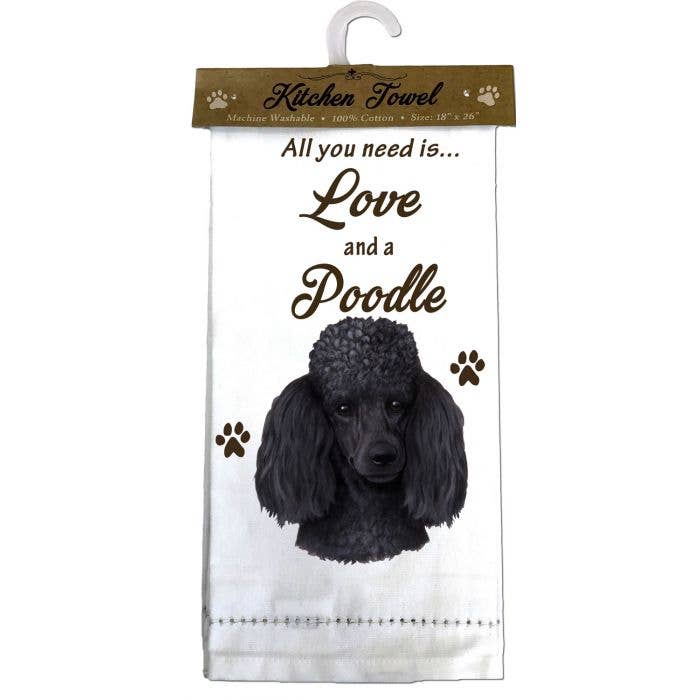 Poodle, Black Kitchen Towel for wholesale by E&S Pets