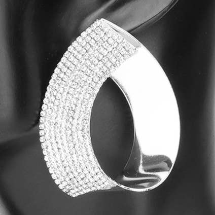 Sensibling Corp. - Wholesale Dangle Earrings - Half Rhinestone Paved Metal Teardrop Earrings
0