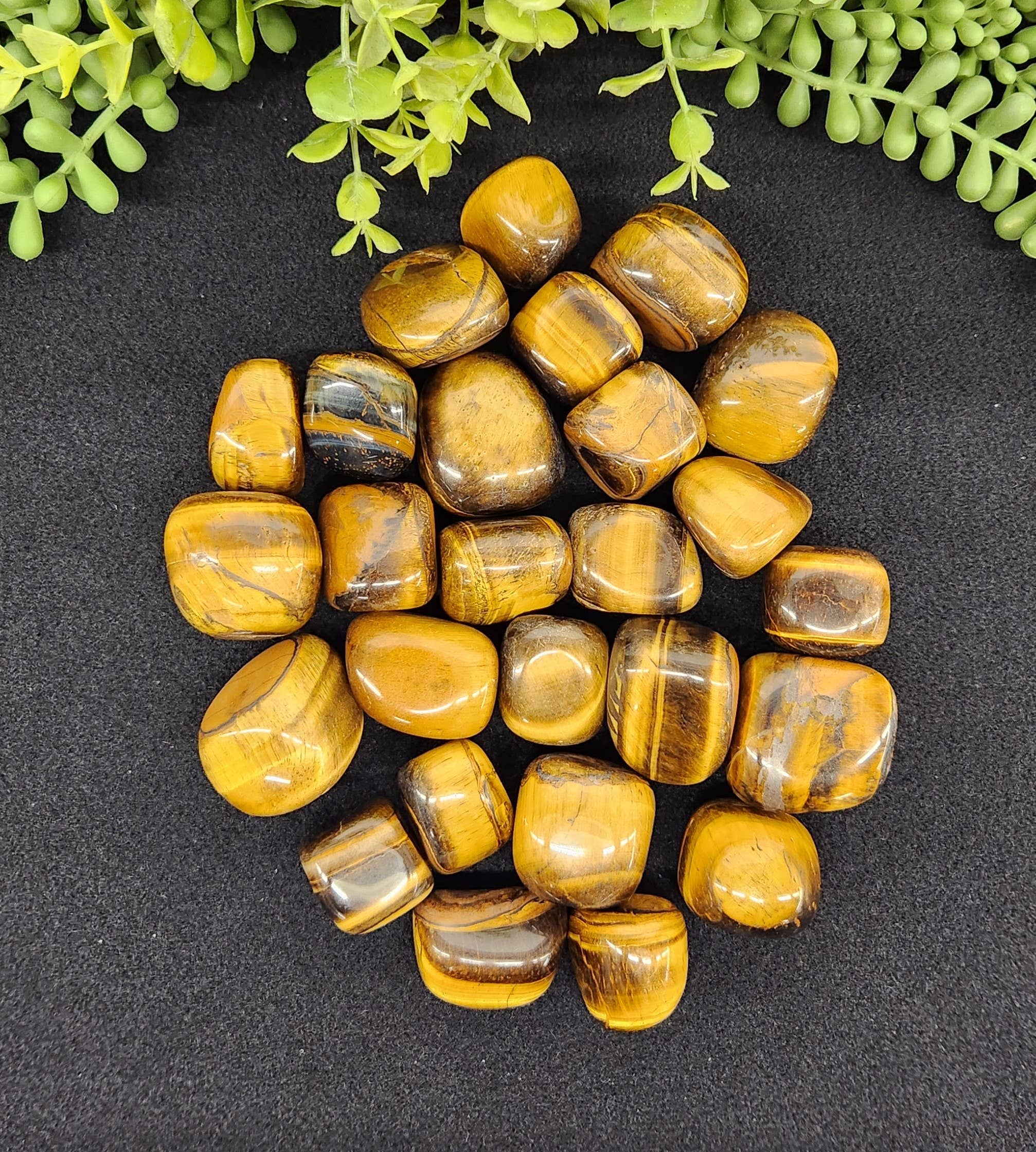 Meraki Gemstones - Wholesale Spirituele steen/kristal - Gele tijgeroog (1 kg/2,2 lbs.) Ongeveer 30-35 mm getrommeld2