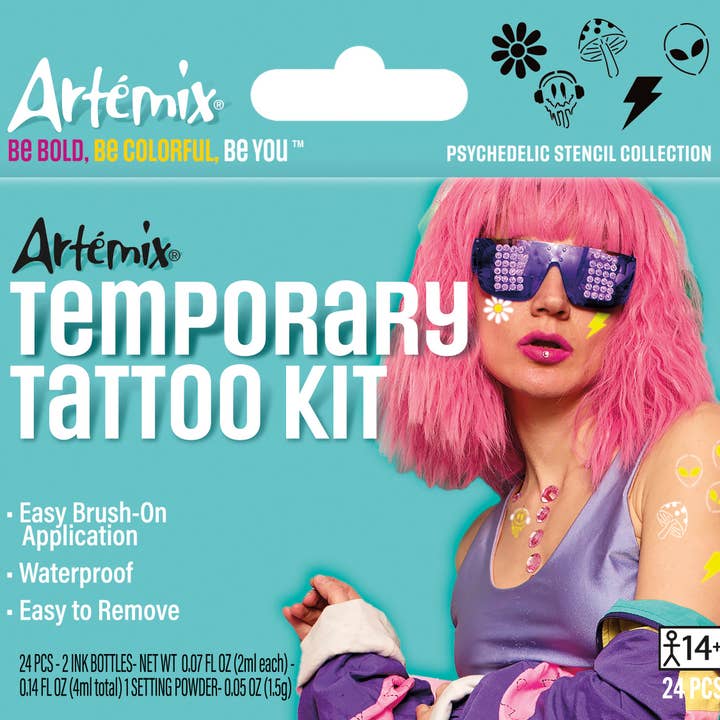 Kit de tatouage temporaire Artémix 24 pièces : psychédélique pour la vente par Artemix Body Art