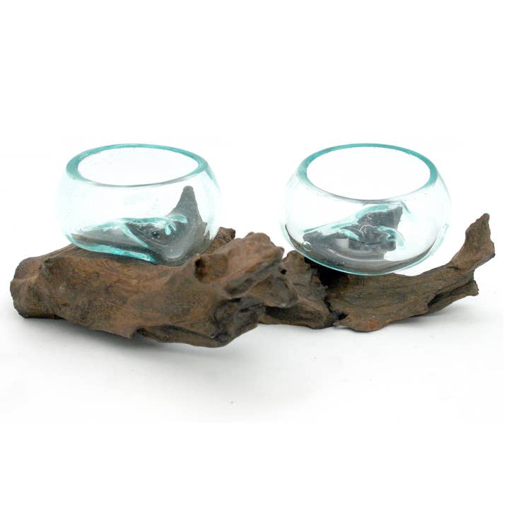 Driftwood Double Blown Glass (11cm) (Glass 4.5x3.5") for wholesale by Modern Eastern by Contrast Inc.