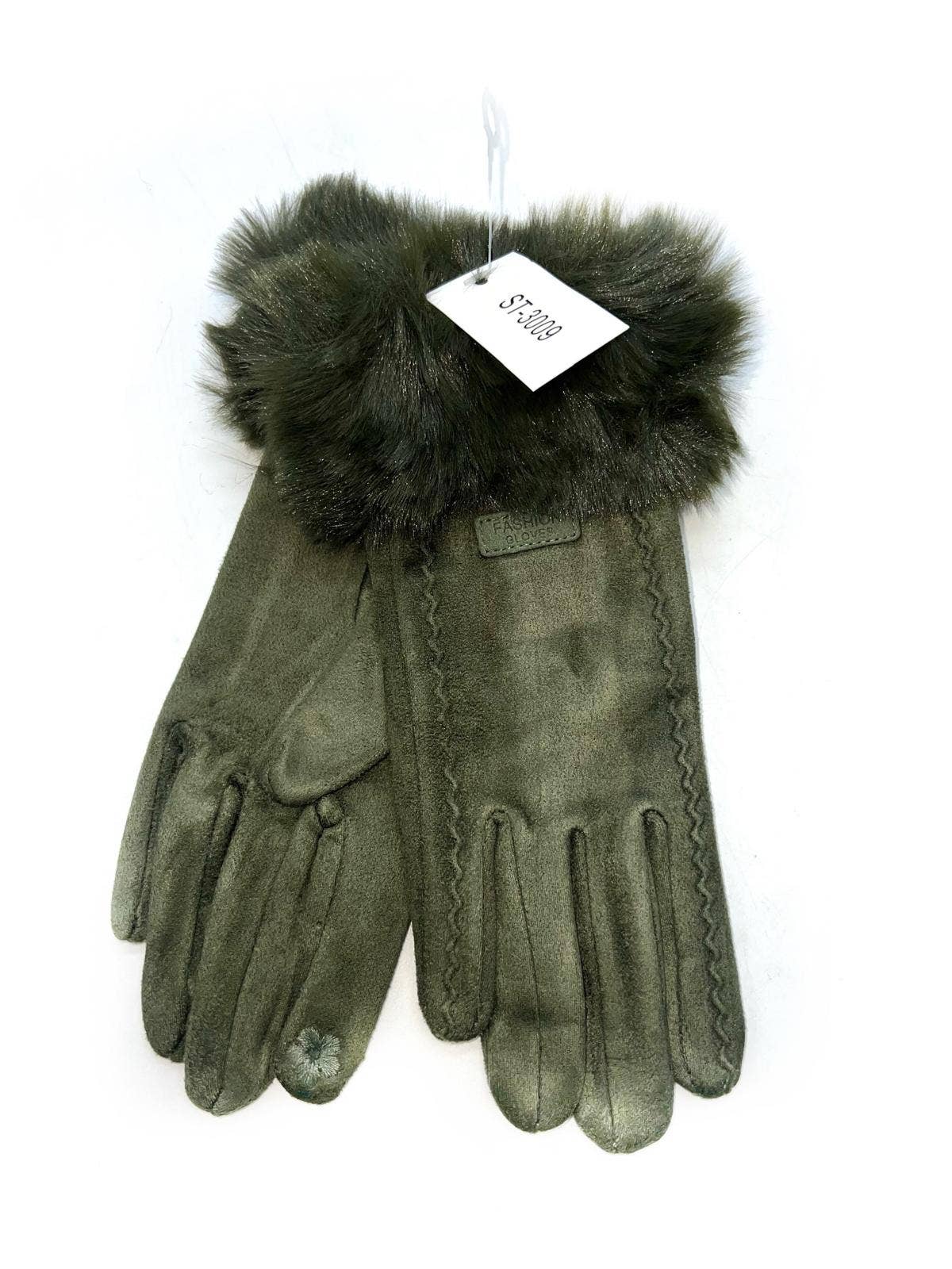 LINETA - Wholesale Gloves - Women's - ST-3009 Single glove with faux fur trim5