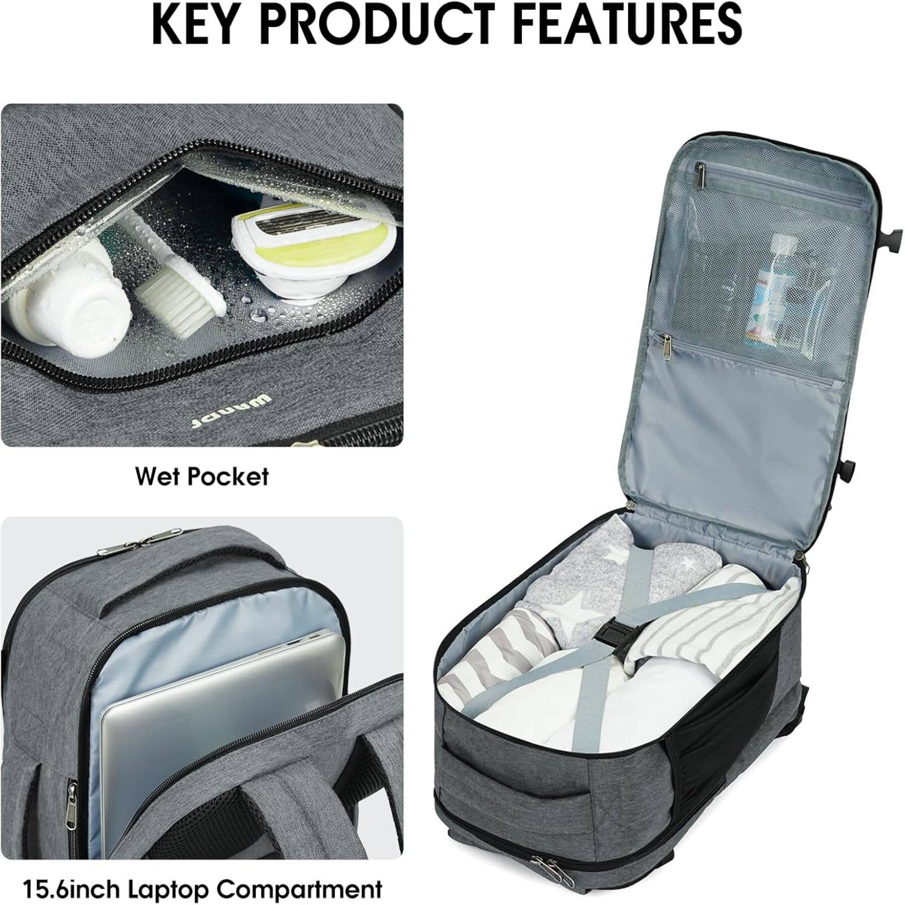 wandf - Wholesale Backpack - Unisex - WANDF Ryanair Underseat Backpack - Wet Pocket, 17"Laptop 15