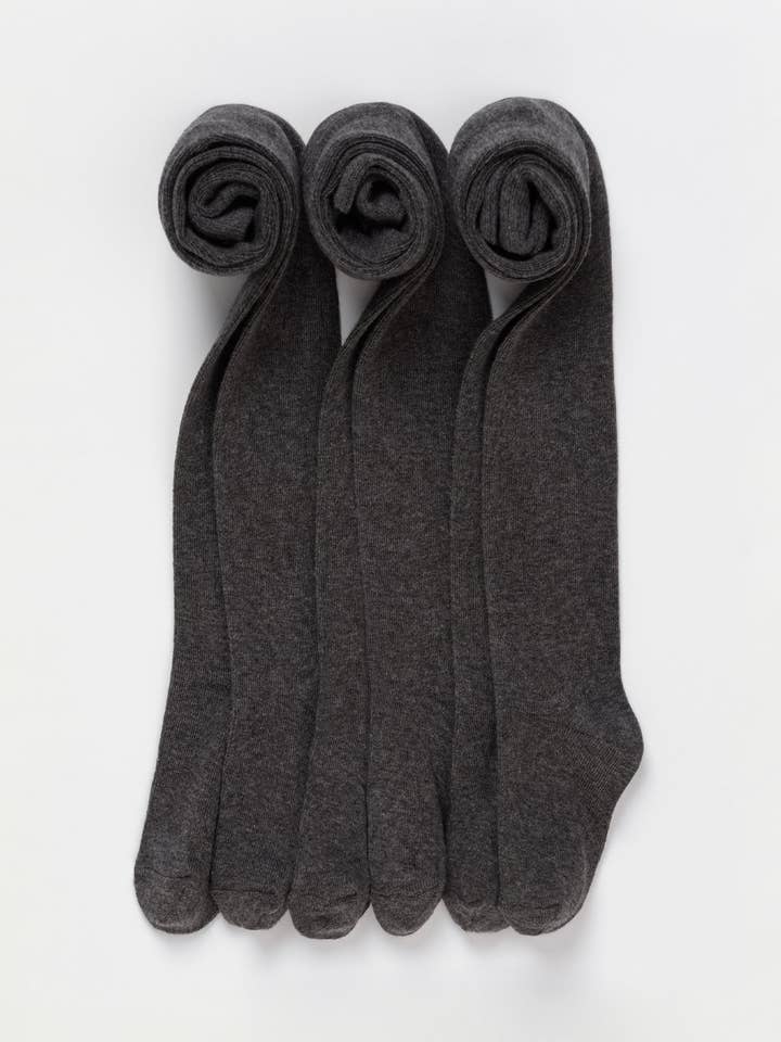3 Pack Dark Grey Kids School Tights - Plain for wholesale by Artie