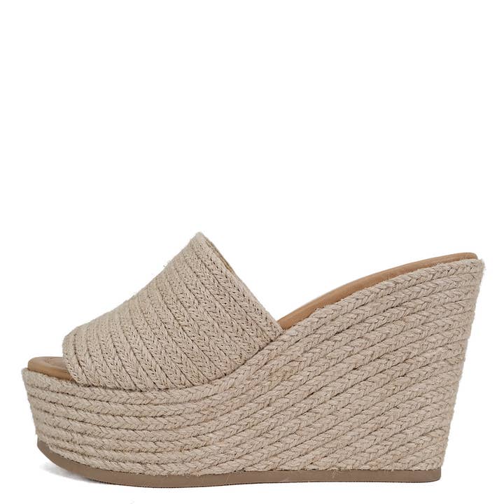 Soda BOUNTY Women Jute Braided Wedges Slide Sandals for wholesale on Faire