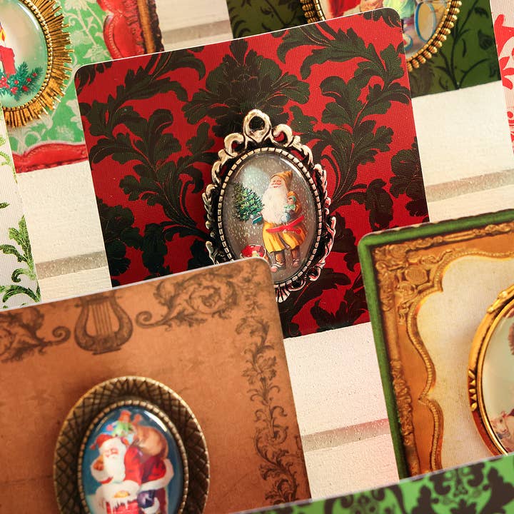 Asunder Bazaar - Wholesale Brooch - 20pc Vintage Christmas Brooches on Cards 6