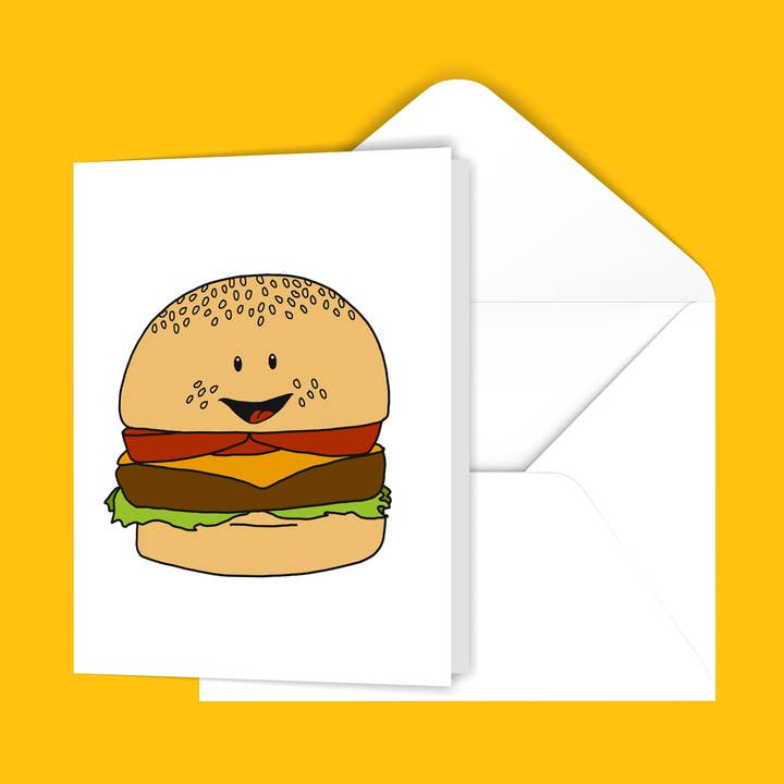 Tarjeta de felicitación de hamburguesa para venta al por mayor de Black River Letterpress & Paper Co.