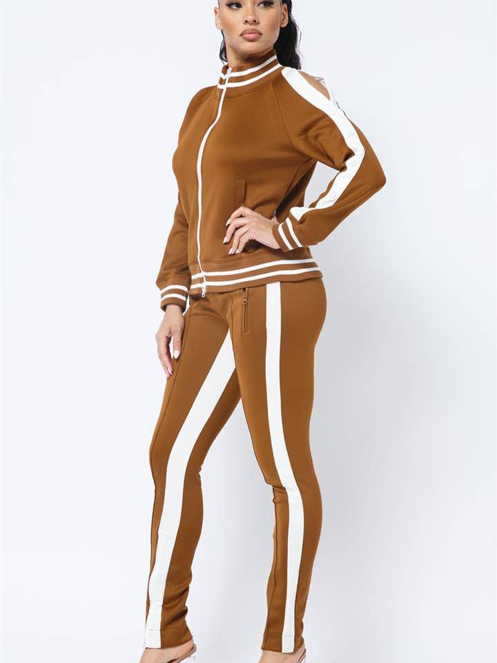 Ensemble de pantalons à rayures avec fermeture à glissière double face pour la vente par Boswell