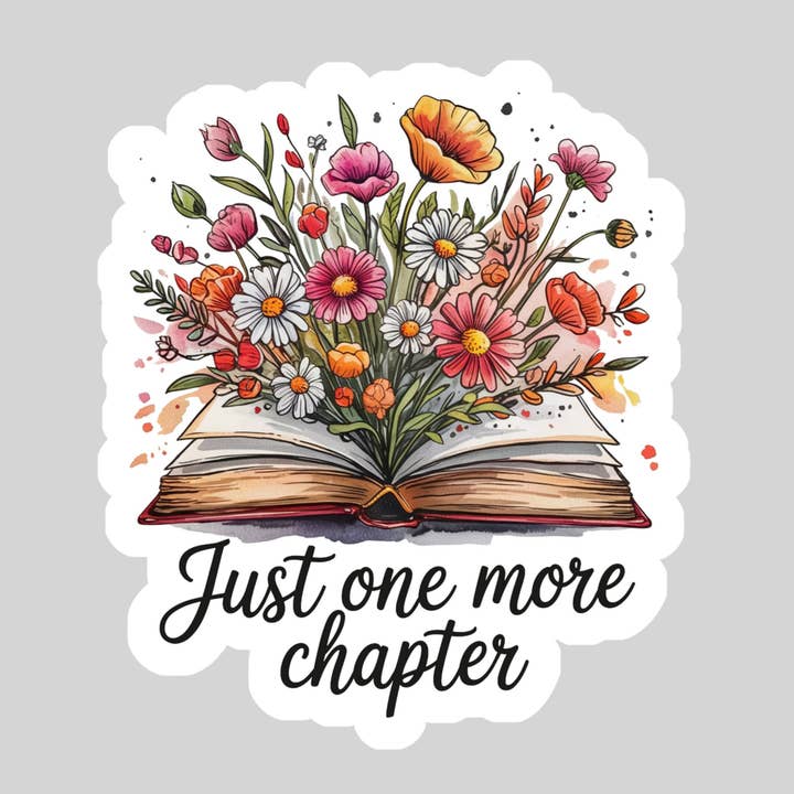 Just One More Chapter Fall Floral Book Reader Sticker – 3" Waterproof Bookish Sticker with Holo Overlay – Reading, Books, Reader Gift, Book Lover, Bookstore Merch and other Purchase Wholesale library of flowers. Free Returns & Net 60 Terms on Faire trending on Faire.