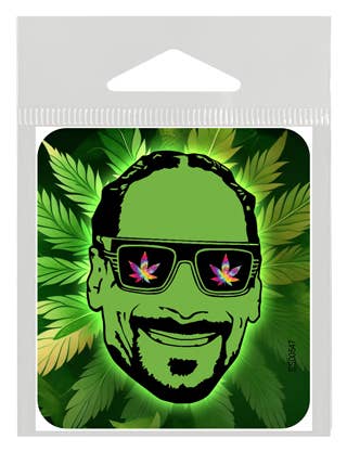 SJT Enterprises, Inc. – wholesale Sticker – Snoop Dog head green with weed glasses weed sticker.0