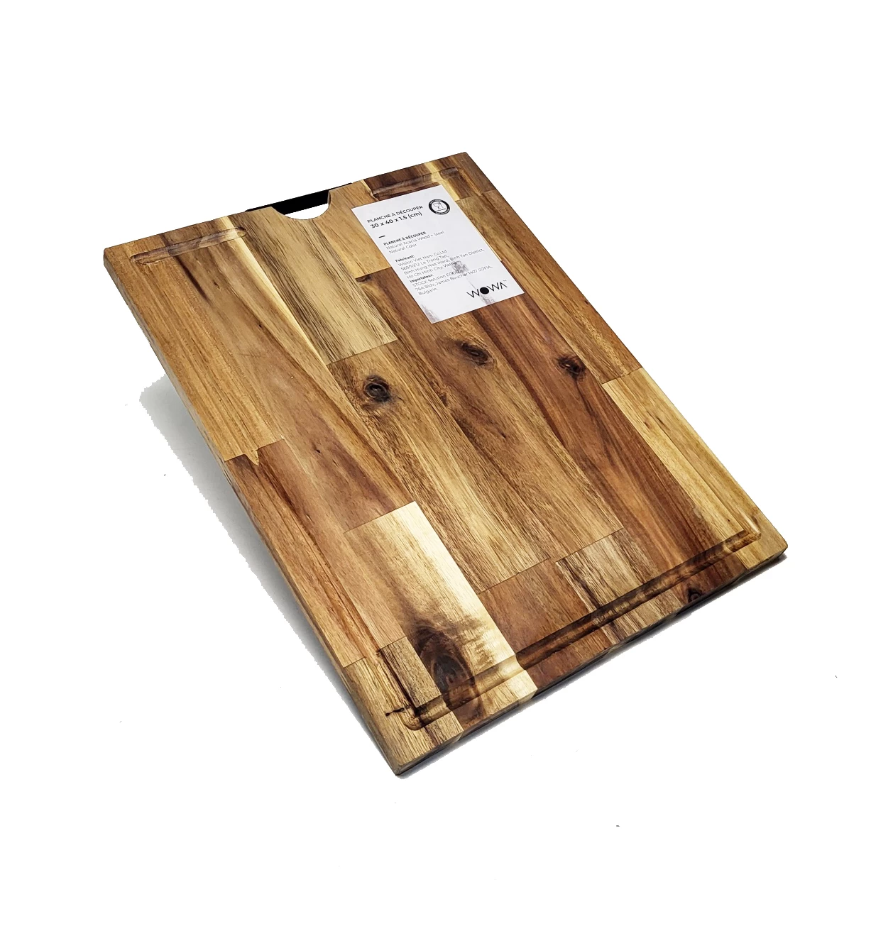 VewoTex - Wholesale Cutting Board - Premium cutting board made of acacia wood » Kitchen board 30 x 40 x 1.5 cm » Grill wooden board with juice groove » Serving board & carving board1