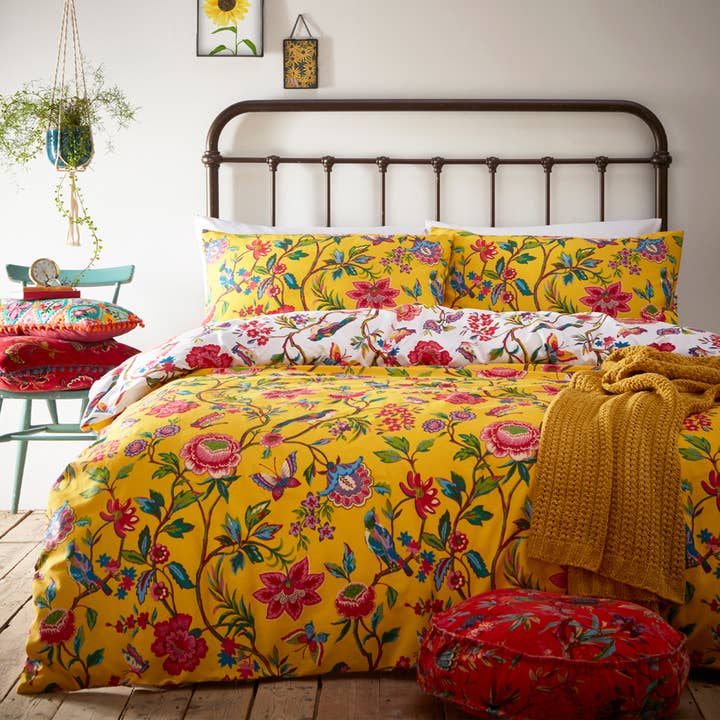 Pomelo Tropical Floral Duvet Cover Set Yellow for wholesale on Faire