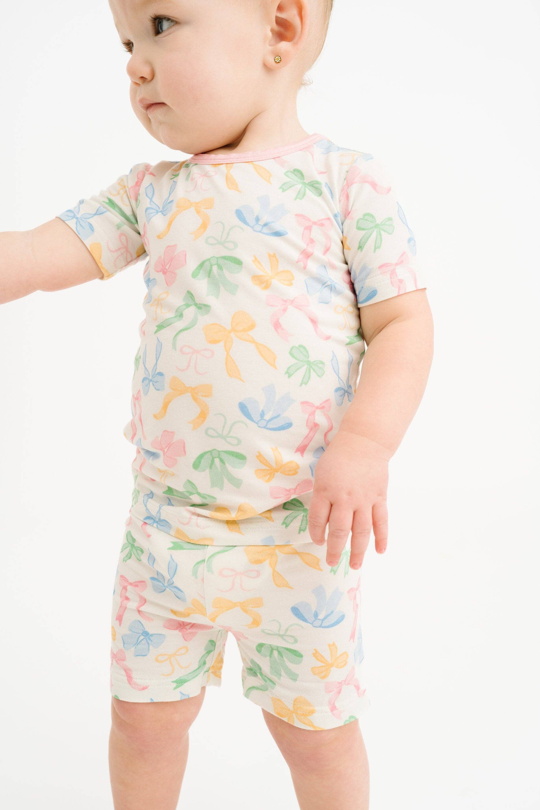 Little One Shop - Wholesale Top & Short Set - Kids - Pastel Bow Bamboo Shorts Set10