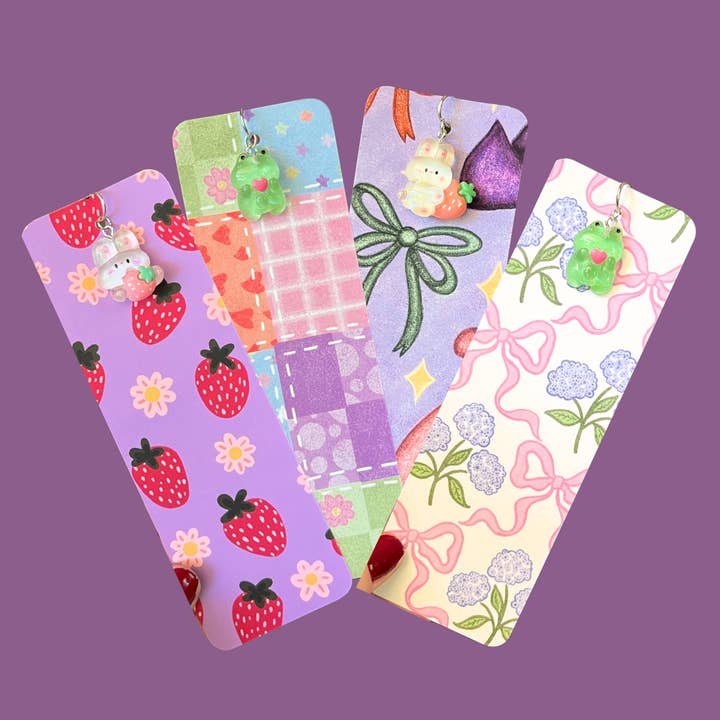 Charm Bookmarks | Kawaii Whimsical Patterned Book Reading Cute Frog Bunny for wholesale by Faebelle Haven