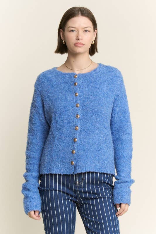 JADE BY JANE - Venta al por mayor Cárdigan - Mujer - CÁRDIGAN DE PUNTO LISO TALLA GRANDE CON BOTONES Y CUELLO REDONDO5