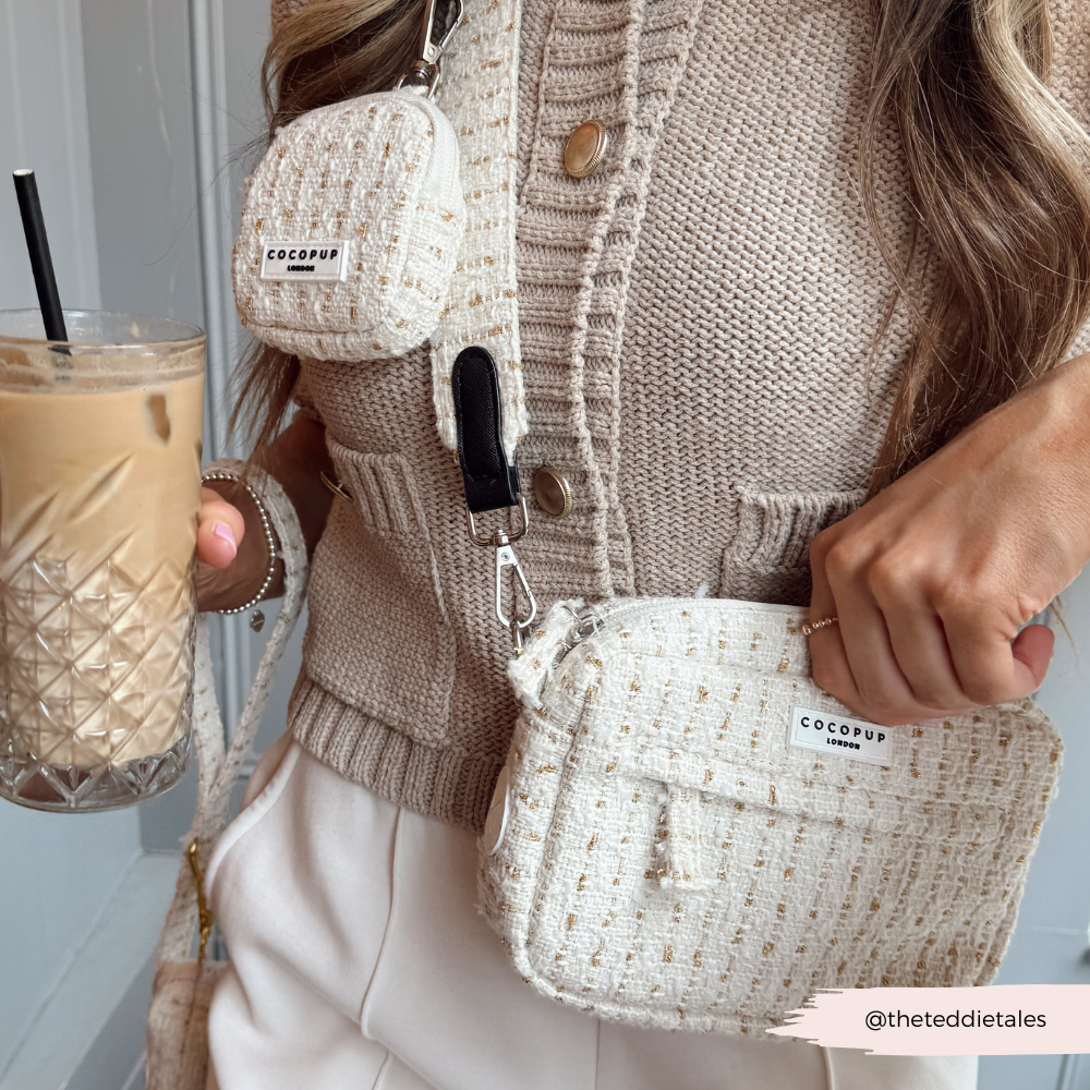 Cocopup London – wholesale Pet treat bag – Dog – Treat Pouch - Vanilla Textured Tweed1