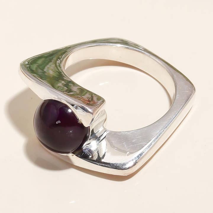 925 sølv rund ametyst ring for engroshandel hos AG 925 JEWELLERY