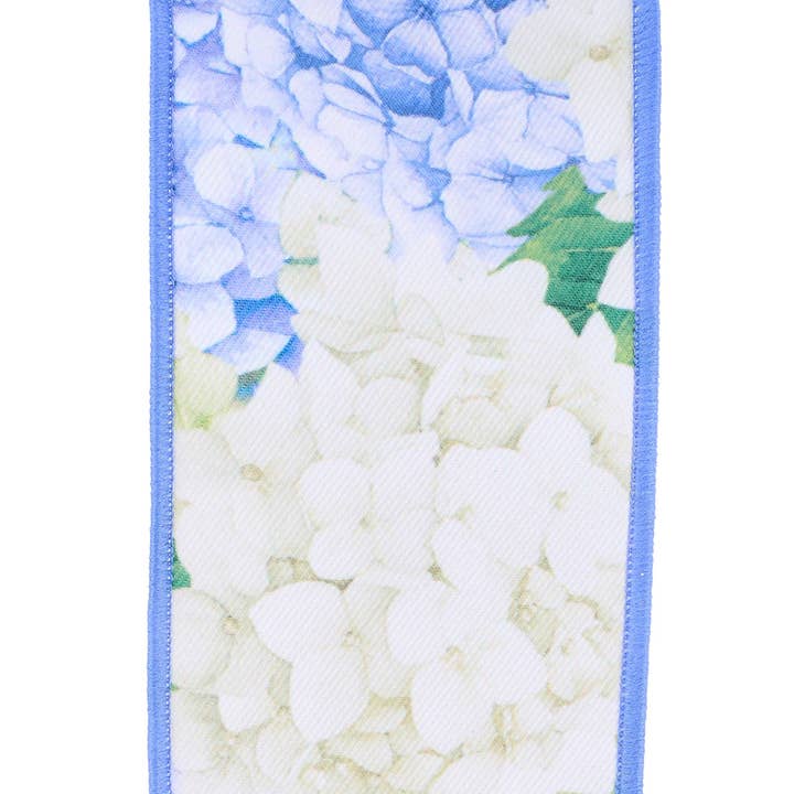 2.5"X10Yd Hydrangea Ivory/Blue/Green LS123203 for wholesale by DecoExchange