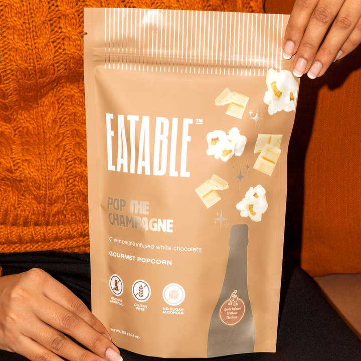 EATABLE Popcorn - Wholesale Popcorn - Pop the Champagne - Gourmet White Chocolate Popcorn