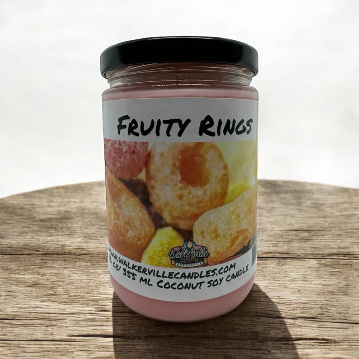 Walkerville Candles - Wholesale Jar/Filled Candle - Fruity Rings Eco-friendly 12 oz Coconut Soy Candle5