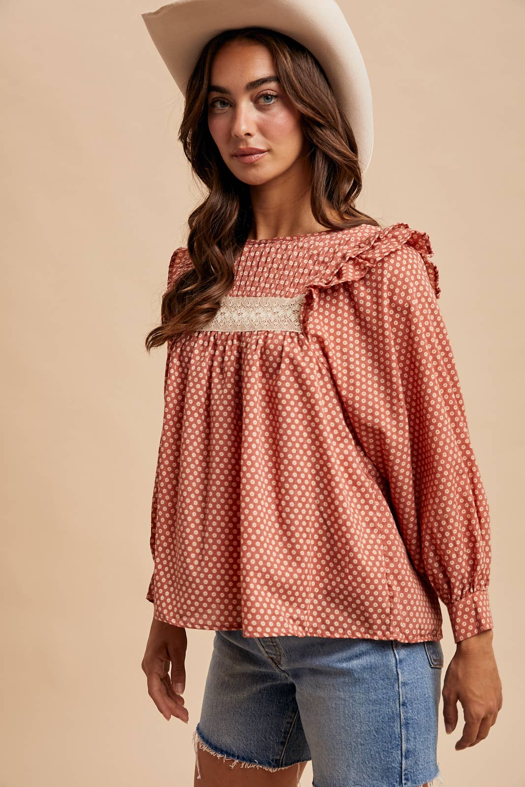 In Loom - Wholesale Blouse - Women's - PINTUCK SMOCK LONG SLEEVE BLOUSE9