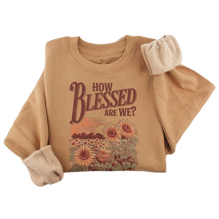 Heather Toast How Blessed Are We Crewneck - 3463 for wholesale on Faire