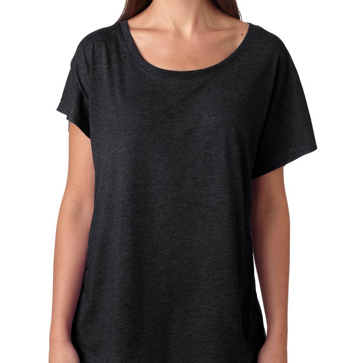 Mad Love Shop - Wholesale Screen Printed T-Shirt - Women's - Black Dolman Top with Cat Moon Print1