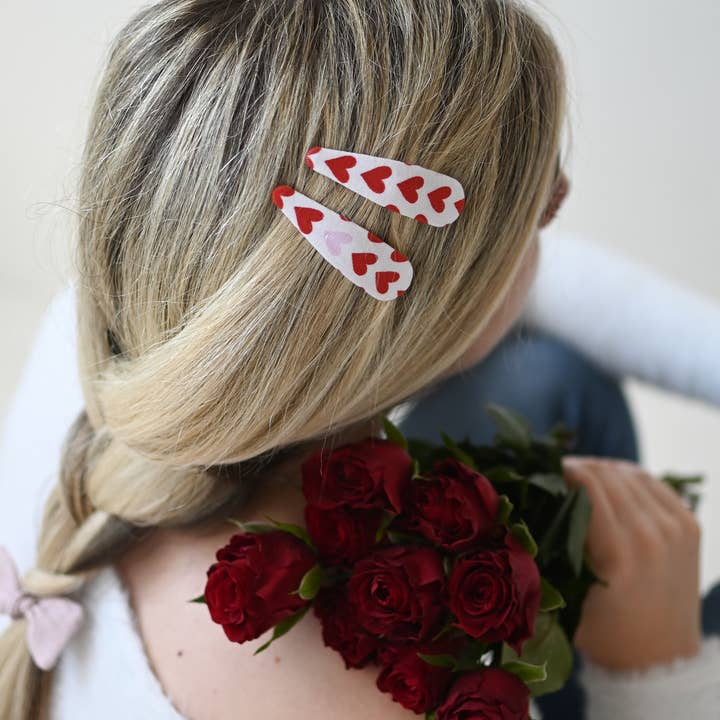 Lanika Atelier, Nika Korošec s.p. - Wholesale Hair Clip - Kids - Hair clips: Red and Pink hearts, Valentines day snap clips0