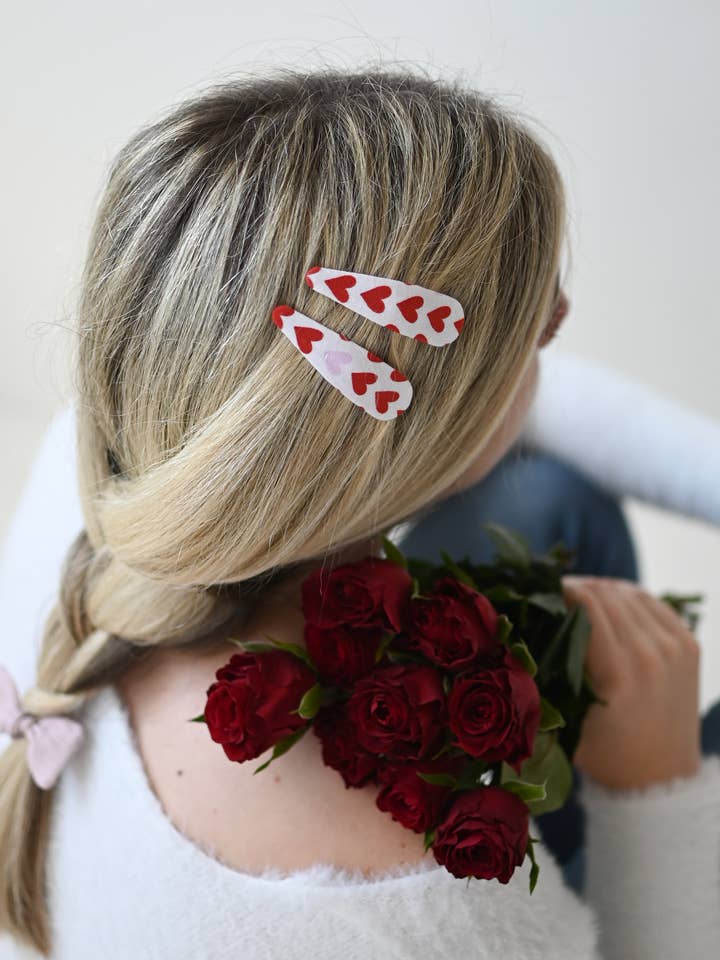 Hair clips: Red and Pink hearts, Valentines day snap clips for wholesale by Lanika Atelier, Nika Korošec s.p.