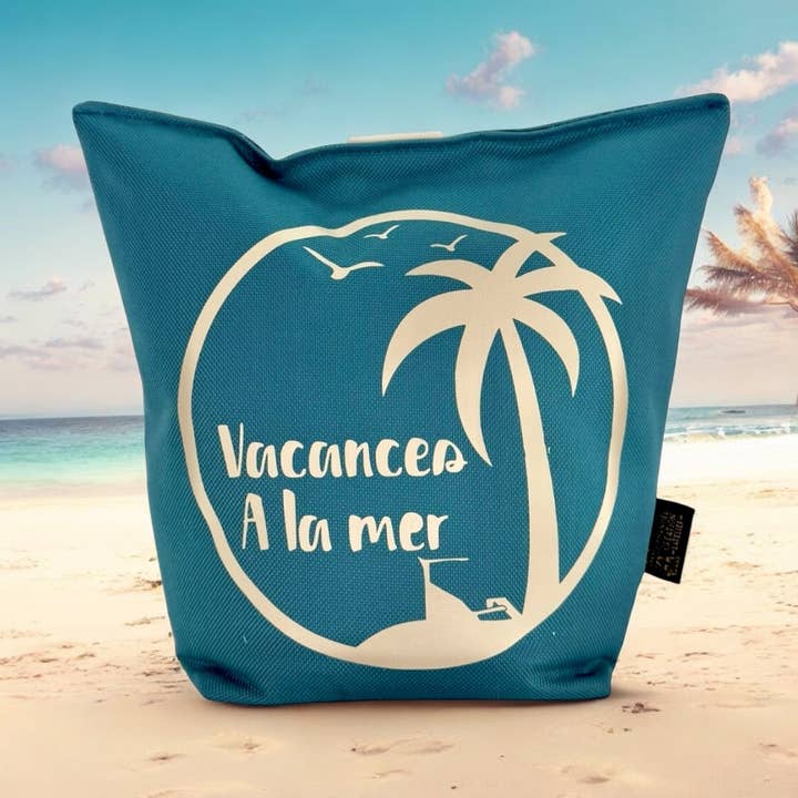 Bag holder, “Vacations by the Sea” Brooklyn Pétrole for wholesale by Emmanuel Création