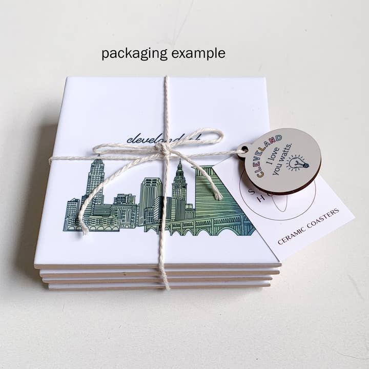 Black White Frederick Maryland skyline coasters, Frederick cityscape MD for wholesale on Faire3