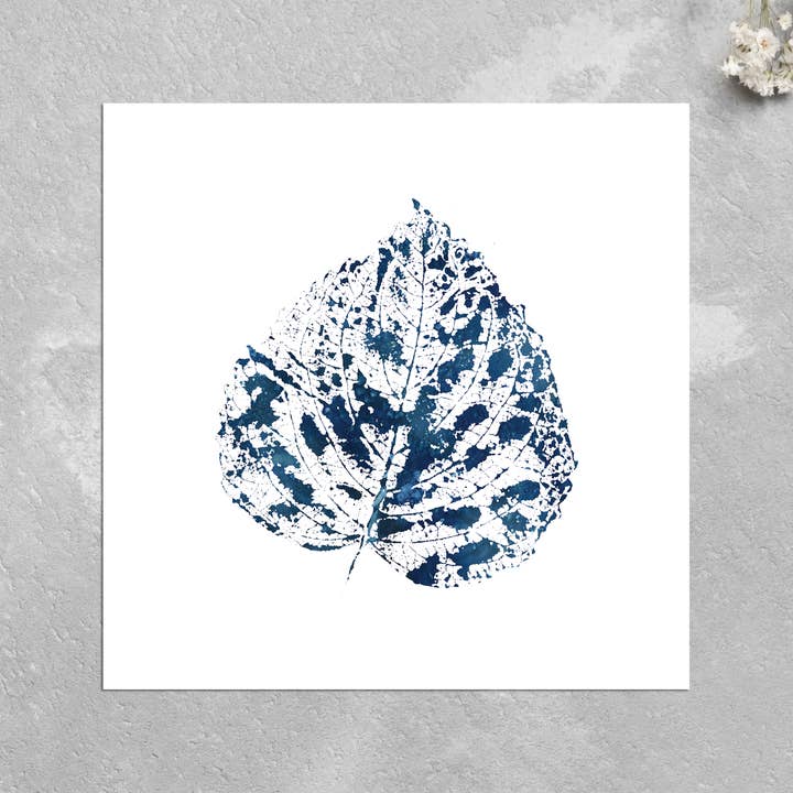 Aspen Leaf Card: Pressed Botanicals, Nature-Inspired, Blue for wholesale by The Sun's Recipe