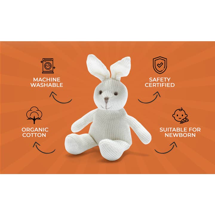 Best Years Ltd – wholesale Handheld rattle – Baby – Knitted Organic Cotton White Bunny Baby Rattle7