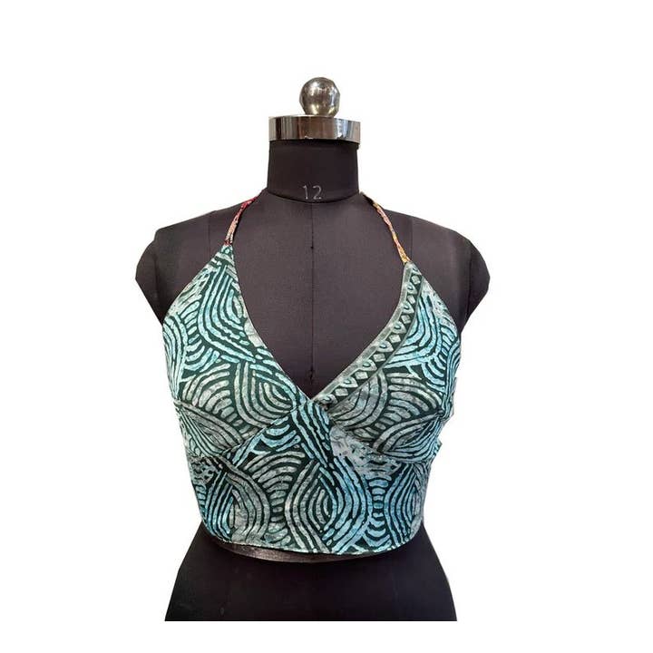 Bhawana Handicrafts - Wholesale Blouse - Women's - 5 Pcs Lot Women's Recycled Silk Halter Top Bralet Crop Top1