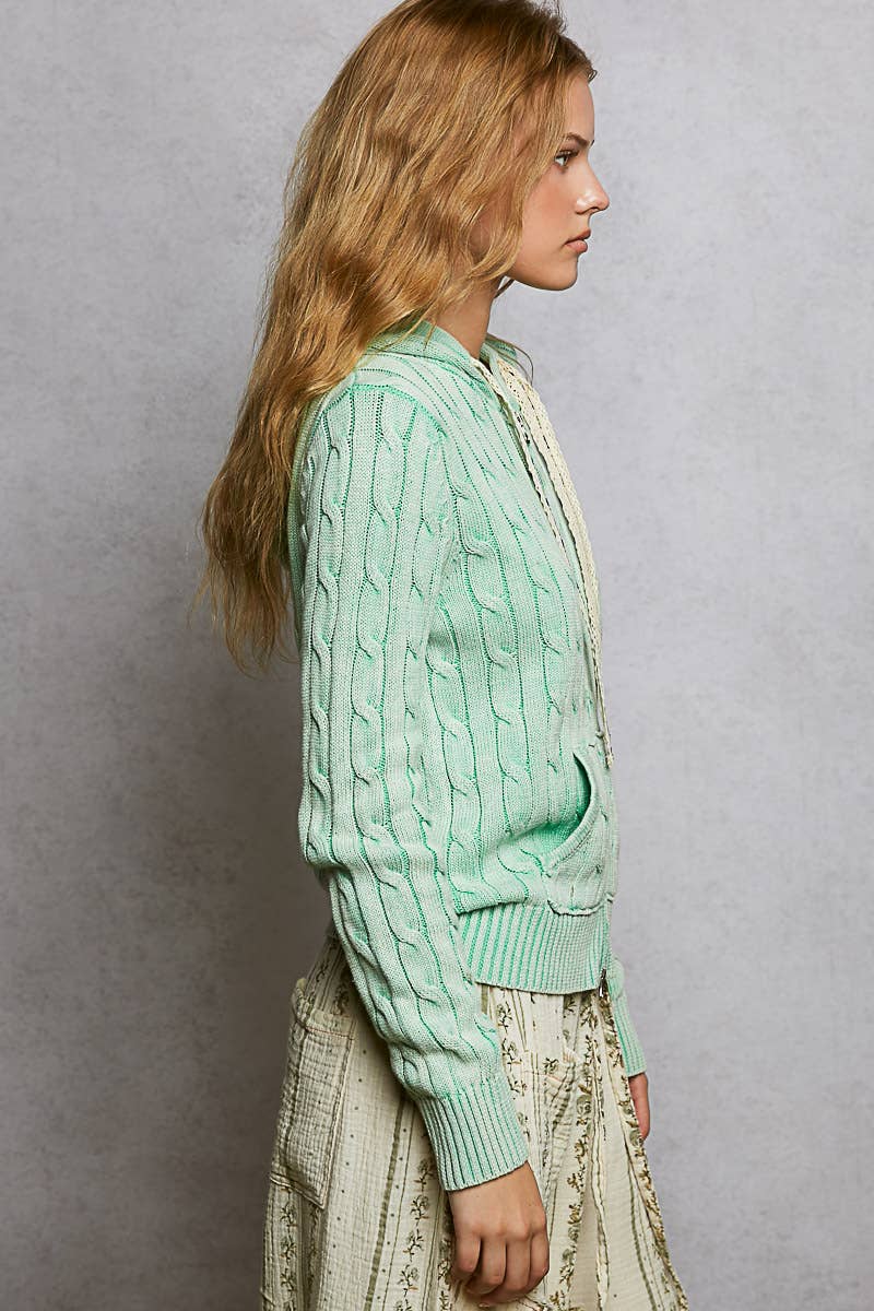 Pol Clothing - Wholesale Hoodie - Women's - Full Sleeve Solid Acrylic Sweater Hoodie Zip Up Knit Top51