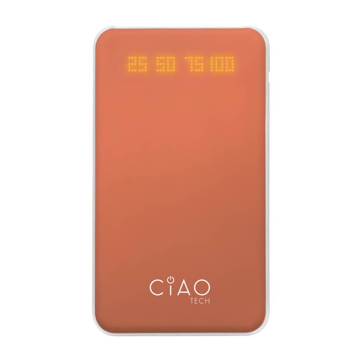 Ciao Tech Stylish 6,500 Mah Rubberized Powerbank- Coral/White for wholesale by Lifeware Group LLC