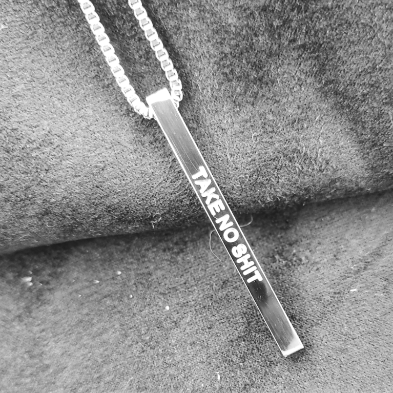 FIERCE ONE - Wholesale Pendant/Charm Necklace - TAKE NO SH#T - Bar Pendant2