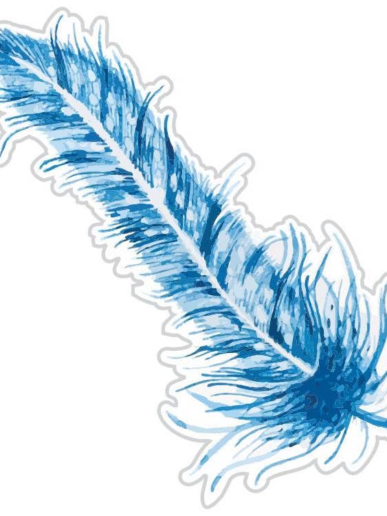 Wispy Blue Single Feather Sticker for wholesale by Fabdaz