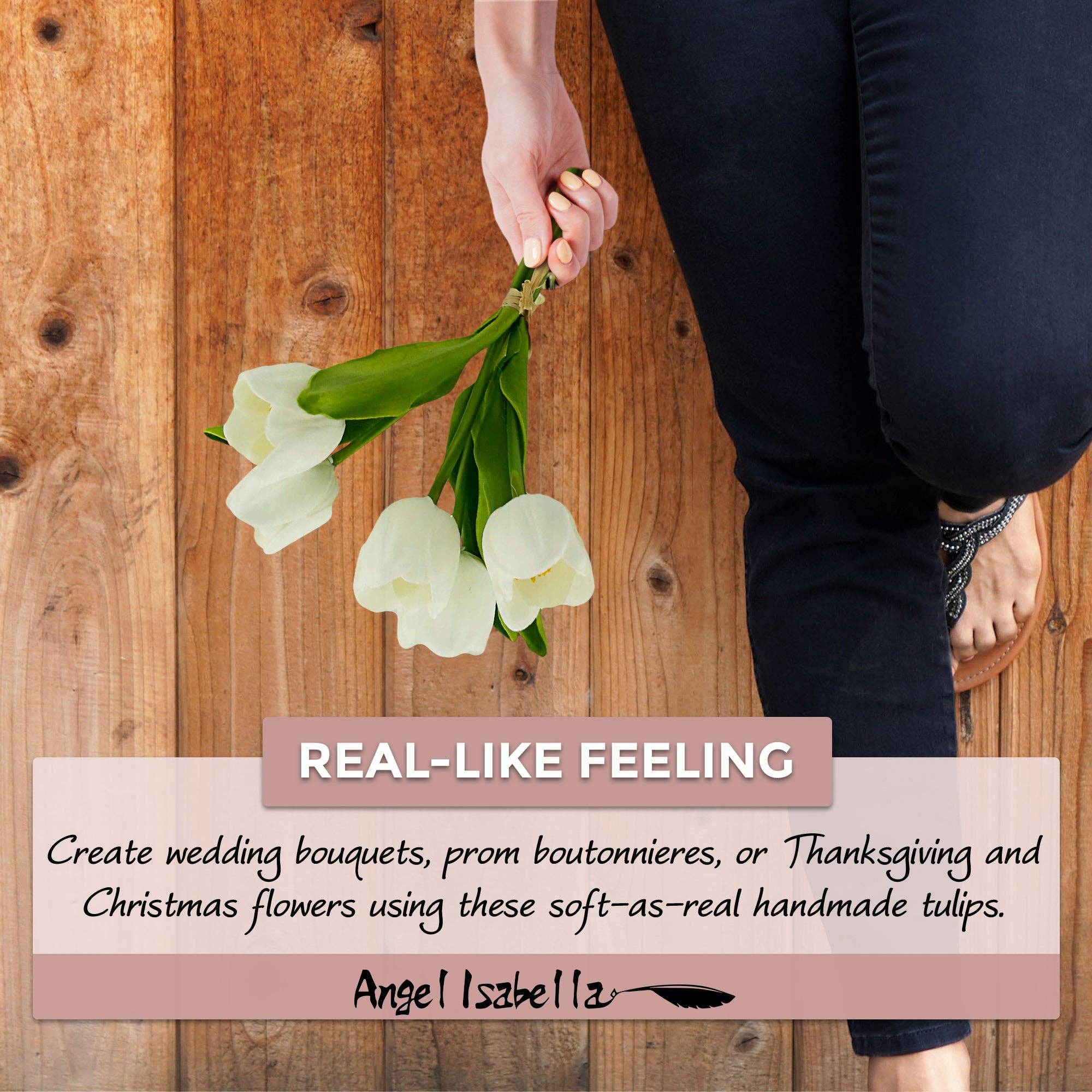 Angel Isabella – wholesale Artificial flowers – Pack of 5-stems Real Touch medium open tulip19